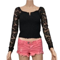 Crave Fame Black Long-Sleeved Lace Top Size M New With Tag Armpit To Armpit=14 In More Elastic Top Length=18 In 100% Excellent Condition, No Hole Stain. No No Pets. Free Smoke Home Fast And Care Shipping. Send Next Day. Accept All Reasonable Offers. Please Look All Photos C0 Stretch Long Sleeve Lace Top, Stretch Lace Long Sleeve Top, Trendy Long Sleeve Lace Top, Spring Black Stretch Long Sleeve Top, Black Stretch Long Sleeve Top For Summer, Black Fitted Long Sleeve Top For Spring, Stretch Long Sleeve Lace Top For Summer, Stretch Casual Long Sleeve Lace Top, Casual Long Sleeve Stretch Lace Top