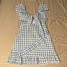 The Cutest Little Dress! Great For Spring And Summer! Size 4. Bnwt Cute Mini Dress With Tie Back, Cute Mini Sundress With Ruffle Hem, Mini Cotton Dress For Brunch, Cute Sleeveless Mini Dress With Tie Back, Summer Gingham Dress With Ruffle Hem, White Sundress For Picnic, White Cotton Sundress For Picnic, Cute Ruffled Sundress For Picnic, Gingham Dress With Ruffle Hem For Vacation