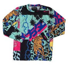 Men’s “Exotic Tiger” Long Sleeve Tee. New With Tags. Great Quality. Patterned Long Sleeve Shirt Men, Multicolor Relaxed Fit Tops For Streetwear, Blue Bold Print Long Sleeve Tops, Casual Green Tops With Bold Print, Blue Long Sleeve Top With All Over Print, Casual Green Top With Bold Print, Multicolor Streetwear Tops With Screen Print, Multicolor Screen Print Tops For Streetwear, Blue Printed Tops For Streetwear