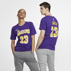 LeBron James Los Angeles Lakers Nike Dri-FIT Men's NBA T-Shirt Size M (Purple) AR4887-557 Purple Tshirt, Lebron James Lakers, Brandon Ingram, Nba T Shirts, Fit Men, New York Knicks, Tomboy Fashion, Los Angeles Lakers