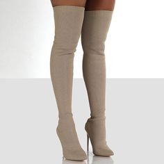 Style: Daily. Casual Item: Boots Upper Material: Polyester Toe: Closed Toe Closure Type: Pull-on Heels: Stiletto Heel Beige Winter Party Boots, Fitted Beige Boots For Fall, Fitted Beige Boots For Party, Beige Casual Fitted Boots, Casual Fitted Beige Boots, Fitted Casual Beige Boots, Fitted Beige Casual Boots, Fitted Thigh-high Beige Boots, Fitted Beige Thigh-high Boots