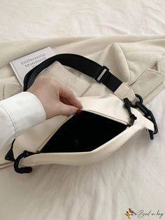 BirdinBag - White Zipper PU Fashion Belt Bag White Shoulder Bag With Zipper Pouch For On-the-go, Trendy White Chest Bag For On-the-go, Casual Pouch Satchel With Zipper Closure, Casual White Shoulder Bag For On-the-go, White Rectangular Chest Bag, White Shoulder Bag Backpack With Zipper, Casual Beige Bag With Zipper Pouch, Casual White Satchel With Zipper Closure, White Pouch Shoulder Bag With Zipper Closure