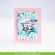 a panda bear birthday card made with the stamp set from newton's paper studio