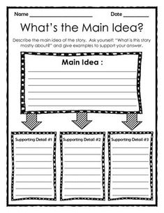 the main idea worksheet for teaching students to write their own name and describe what they