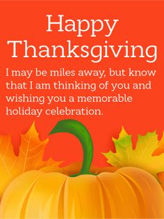 a happy thanksgiving card with a pumpkin and leaves