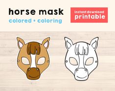 the horse mask has been colored and is ready to be cut out for children's crafts