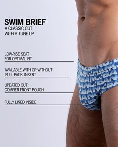 BANG! Swim Briefs sport the cut of a classic men’s racing swimsuit, yet we tuned its style up a notch by enhancing its curves to give it a trendier fit and BANG!’s signature ‘perfect fit’ for high-quality swimwear. Fit sits low for a sexier masculine touch. ★ CHOOSE YOUR PREFERRED OPTION ★ BANG! Swim Briefs come in two versions: 1. WITH Full-Pack system: Our proprietary “Full Pack” feature provides a REMOVABLE padded frontal internal pouch that offers protection and a fuller feel in the right pl Technical Fitted Swimwear For Training, Functional Blue Fitted Swimwear, Functional Fitted Blue Swimwear, Blue Fitted Functional Swimwear, Blue Fitted Swim Trunks For Swimming, Functional Fitted Swim Trunks For Swimming, Technical Fitted Swimwear For Swimming, Fitted Technical Swimwear For Swimming, Blue Fitted Swim Trunks For Water Polo