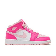 Nike Air Jordans Bright Colored Air Jordans, Nike Air Jordans Pink, Preppy Shoes Jordans, Pink High-top Sneakers With Contrast Sole For Spring, Nike Low-top Pink Jordan Shoes, Pink Basketball Shoes For Spring Streetwear, Sporty Pink Basketball Shoes For Spring, Nike Pink High-top Jordan Shoes