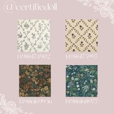 four different wallpapers with flowers and leaves on them, all in various colors