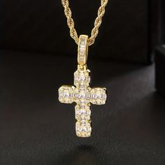 Brand New Women's Gold Diamond Cross Necklace 14k Gold Plated Sterling Silver Genuine 2ct Lab Created Radiant Cut Diamonds 24" Braided Rope Chain Necklace Measurements Of The Pendant Pendant - 1.6" X .75" Retail Price $350 Buy With Confidence From A Trusted Seller With A 99%+ Feedback Rating! *White Gold Version Show For Reference Only. Sold Separately. A0513 (Id-1599-) Diamond White Cuban Link Necklace Gift, Cubic Zirconia Pendant With Box Chain, Tarnish Resistant White Gold Cross Jewelry, Yellow Gold Jewelry With Box Chain And Cubic Zirconia, Diamond Pendant With Box Chain, Yellow Gold Cubic Zirconia Jewelry With Box Chain, White Gold Cubic Zirconia Jewelry With Box Chain, Yellow Gold Cross Pendant Jewelry With Rope Chain, Yellow Gold Cross Pendant With Rope Chain