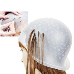 Payment Shipping Customer service & warranty Garantie 2X Reusable Silicone Dye Hat Cap with Hook for Hair Coloring Highlighting Salon Description Get Professional style highlights at home for a fraction of the cost with this flexible, durable and completely reusable hair highlighting. Made from high grade silicone that is shaped for a comfortable fit. The highlighting cap can be used over and over again. Feature - Color: White. - Material: Silicone. - Size: 22x22x25cm. - Get Professional style h Professional Hair Extensions, Salon Hair Color, Hair And Beauty Salon, Hair Color Highlights, Colored Highlights, Makeup Pictures, Cap Hair, Perfect Makeup, Professional Hairstyles