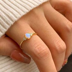 Elegant 18k Gold Plated Opal Ring Comes New With Gift Simple Opal Ring, Gold Opal Ring, Opal Ring Simple, Dainty Engagement Rings, Opal Ring Gold, Engagement Rings Opal, Dainty Ring, Rose Gold Engagement Ring, Opal Rings