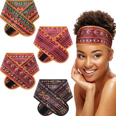 the woman is posing with her headbands and other accessories in front of her