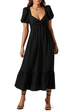 Black Puff Sleeve Dress, Mesh Cocktail Dress, Below The Knee Dresses, Tie Back Dress, Puff Sleeve Midi Dress, Flowy Midi Dress, Dresses Australia, Embroidered Lace Dress, Black Tie Dress