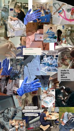 collage of images with people working on various things