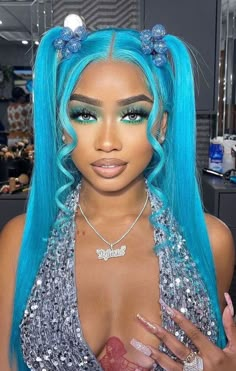 Hair Colorful, Hair Body Wave, Blue Wig, Big Chop, Colored Wigs, Looks Black, Front Lace Wigs Human Hair, Straight Human Hair, Baddie Hairstyles