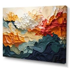 Latitude Run® Blue And Orange Fluid Movements Framed On Canvas Print | Wayfair Biomorphic Art, Material Board, Modern Wall Art Canvas, Organic Forms, Organic Form, Metal Wall Art Decor, Metal Art Prints, Acrylic Wall Art