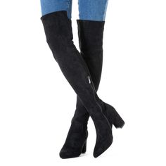 Wrap your legs in fashionable luxury with these Thigh High Suede Stretch Boots. Crafted from premium suede, this silhouette wraps your legs in a comfortable fit that stretches to ensure a perfect fit. Enjoy enhanced style and comfort and make a statement wherever you go. 100% Suede Rubber sole Shaft measures approximately Above the Knee from arch Heel measures approximately Block Heel" Boot opening measures approximately 16 around Fitted Thigh High Suede Boots, Fitted Thigh-high Suede Boots, Trendy Fitted Suede Knee-high Boots, Trendy Over The Knee Suede Boots, Trendy Suede Over-the-knee Boots, Fall Thigh High Suede Heeled Boots, Fall Suede Thigh-high Heeled Boots, Thigh High Suede Heeled Boots For Fall, Tall Suede Knee-high Boots For Winter