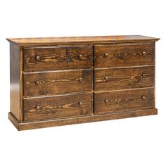 a brown wooden dresser with two drawers