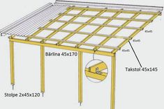 an image of a wooden structure with measurements for the roof and side panels on it