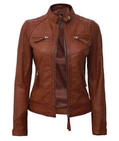 Trendy Fashion Brown Stylish Women's Leather Jacket Handmade Genuine Lambskin Biker Motorcycle, Womens Coats Jackets Winter Leather Jacket With Stand Collar, Fitted Leather Jacket With Stand Collar For Winter, Fitted Brown Outerwear With Stand Collar, Fitted Biker Jacket With Stand Collar For Winter, Fitted Biker Jacket With Stand Collar For Spring, Fitted Biker Leather Jacket For Fall, Fitted Brown Leather Jacket With Long Sleeves, Fitted Leather Jacket With Pockets For Winter, Fitted Brown Leather Jacket For Fall