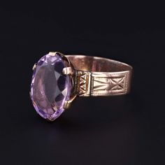 Amethyst Ring | Antique Amethyst Ring Antique Oval Purple Amethyst Ring, Antique Oval Amethyst Ring, Heirloom Oval Faceted Ring, Antique Oval Amethyst Ring With Center Stone, Oval Amethyst Ring With Diamond Cut, Oval Diamond Cut Amethyst Ring, Victorian Oval Amethyst Ring Stamped 14k, Victorian Amethyst Ring With Oval Center Stone, Victorian 14k Amethyst Oval Ring