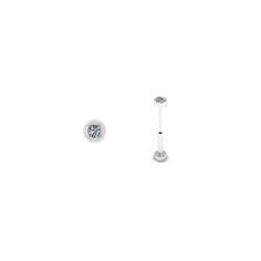 a pair of white diamond ear studs on a white background with space for text