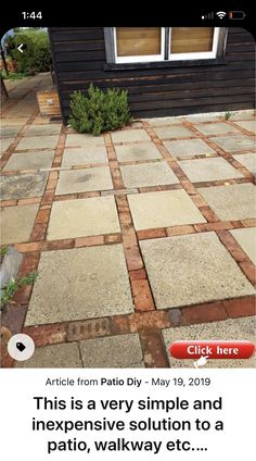 a small patch of grass sitting in front of a window on top of a patio