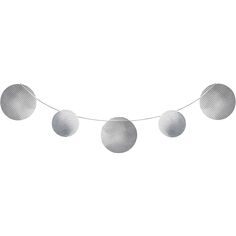 three balls hanging from a string on a white background