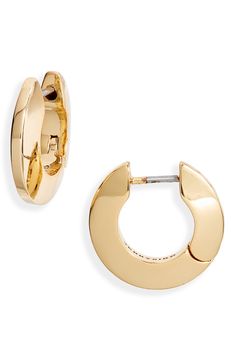 Lend a touch of classic shine to your every-occasion wardrobe with this pair of glimmering hoop earrings plated in 14-karat gold. Style Name:Jenny Bird Small Toni Hoop Earrings. Style Number: 6095393. Available in stores. Chic Tarnish Resistant Hoop Earrings For Anniversary, Chic Hoop Earrings For Anniversary, Gold-tone Hoop Earrings For Formal Occasions, Gold-tone Round Earrings, Chic Small Hoop Earrings For Anniversary, Gold Hinged Huggie Earrings For Formal Occasions, Chic Everyday Jewelry With Gold-tone Hardware, Chic Small Hoop Jewelry With Polished Finish, Formal Small Hinged Hoop Earrings