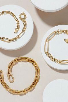 gold bracelets. chunky gold bracelets. womens fashion. womens accessories. Fine Jewelry Photography, Photography Bags, Bracelets Collection, Gold Link Bracelet, Jewellery Marketing