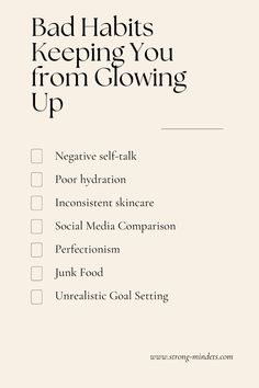 Learn about habits that could be sabotaging your glow-up and find out how to replace them with better choices.