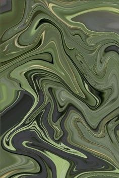 an abstract painting with green and black colors