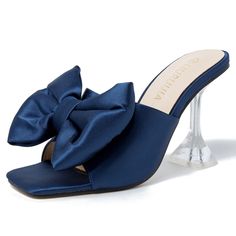 PRICES MAY VARY. 【Women's Bow High Heel Sandals】: Fashionable satin bow high heel sandals, with triangle cup heel and open back design, rubber sole, and high-quality vegan material. 【Women's Open Toe Mid-Heel Sandals】: Summer formal shoes with sturdy outsole and cushioned insole to ensure comfort while walking and standing all day. 【Women's Elegant Slip-On Sandals】: lack/Nude/Red/Pink/Blue/Hot Pink/Green，Wedding mule sandals with the perfect mid-heel length to elongate your legs and provide stab Summer Wedding Guest Heels With Wrapped Heel, Satin High Heels For Cocktail Occasions, Satin High Heel Cocktail Shoes, Spring Cocktail Satin Heels, Satin Party Sandals With Pointed Toe, Satin Sandals With Pointed Toe For Party, Satin Sandals For Summer Events, Summer Satin Sandals With Pointed Toe, Summer Satin Round Toe Heels