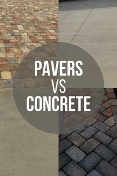 The difference between pavers vs concrete Diy Concrete Driveway, Pavers Over Concrete, Decorative Concrete Patio, Brick Paver Driveway, Stamped Concrete Walkway, Driveway Materials, Concrete Paver Patio, Stamped Concrete Driveway