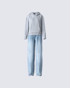 Bad b*tches have casual days too 🙌 Featuring a grey fleece hoodie and a pair of blue denim pleat jean - this fit gives off an effortless vibe that everyone will be attempting to pull off 😚 Fur Boots Outfit, Boxy Crop Top, Famous Outfits, Short Playsuit, 2024 Christmas, Hoodie Set, Fire Fits, Hoodie Outfit