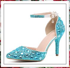 Minishion Womens Ankle Strap Wedding Shoes with Rhinestones Evening Formal Pumps Outdoor Winter Wedding, Formal Pumps, Color Party, Ladies Sandals, Party Women, Women Design, Wedding Banquet, Rhinestone Wedding, Evening Formal