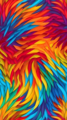 an abstract colorful background made up of multicolored feathers