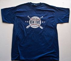 New York GAME DAY BASEBALL T Shirt (Graphic Tee) XLarge Blue Cotton Mens | eBay