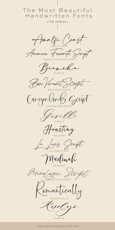 some type of calligraphy that is in different font styles and colors, including black ink