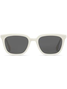 white acetate tinted lenses square frame logo plaque at the arm straight arms curved tips These glasses come with a protective case. Gentle Monster Sunglasses, Sunglasses Outfit, Frame Logo, Gentle Monster, Square Frame, Sunglass Frames, Square Frames, Eyewear Sunglasses, Protective Cases