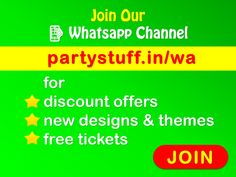 an advertisement for party stuff with the words join and join in red on green background