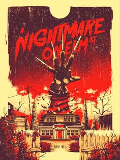 a poster with the words nightmares in red and black on it, above an image of a