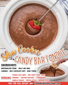 a magazine cover with a bowl of chocolate pudding and a strawberry on the top in front of it