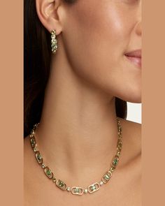 Jamie Wolf necklace    Approx. 16" length    Polished 18karat yellow gold    Round and oval green tourmalines    Made in USA Wolf Necklace, Tourmaline Necklace, Green Tourmaline, Tourmaline, Made In Usa, Gold Necklace, Yellow Gold, Yellow, Green