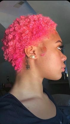 Pink Short Hair, Big Chop Natural Hair, Sassy Hairstyles, Finger Waves Short Hair, Short Dyed Hair, Hairstyles Pixie, Short Natural Curly Hair, Short Shaved Hairstyles, Natural Hair Short