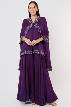 Purple Embroidered Sharara Set Design by SURBHI SHAH at Pernia's Pop Up Shop 2022 Happy Teachers Day Card, Bhumika Sharma, Ridhima Bhasin, Embroidered Sharara, Teachers Day Card, Happy Teachers Day, Sharara Set, Indian Fashion Designers