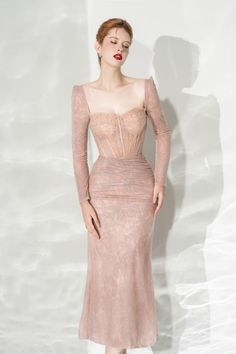 Glamour Trumpet Semi-Heart Neck Tulle Midi Dress | MEAN BLVD Best Wedding Guest Dresses Classy, Trumpet Silhouette, Best Wedding Guest Dresses, Tulle Midi Dress, Gowns Dresses Elegant, Mean Blvd, Dresses Elegant, Medium Dress, Luxurious Design