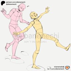 an image of two people in different poses, one is kicking the other with his leg