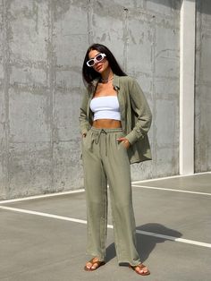 "🌿Women's wide leg pants in white, olive and blue colors. Loose and roomy fit creates comfort, while soft linen fabric soothes the skin. MORE: https://www.etsy.com/shop/ArtVyshyvankaUA?ref=seller-platform-mcnav§ion_id=38397051 🌿fabric: linen 80%, cotton 20% 🌿CARE: machine washable 30-40C (95-105F) / tumble dry low ----------------------------------------------------------------------------------------------------- Delivery time after shipping: USA 2-5 weeks Canada 4-6 weeks UK 3-5 weeks EU 1- Effortless Summer Loungewear Pants, Trendy Linen Wide Leg Pants For Spring, Chic Linen Wide Leg Lounge Pants, Trendy Linen Pants For Day Out, Khaki Summer Loungewear Pants, Relaxed Linen Wide Leg Pants For Day Out, Relaxed Fit Wide Leg Pants In Khaki, Green Linen Wide Leg Pants For Work, Khaki Bottoms For Summer Loungewear